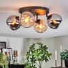 Koyoto Plafondlamp, Kogellampje Amber, Chroom, Rookkleurig, 4-lichts
