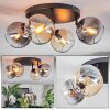 Koyoto Plafondlamp, Kogellampje Amber, Duidelijk, Rookkleurig, 4-lichts