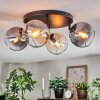 Koyoto Plafondlamp, Kogellampje Amber, Duidelijk, Rookkleurig, 4-lichts