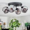 Ripoll Plafondlamp, Kogellampje Rookkleurig, 4-lichts