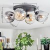 Ripoll Plafondlamp, Kogellampje Amber, Duidelijk, Rookkleurig, 4-lichts