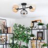 Gastor Plafondlamp, Kogellampje Amber, Duidelijk, Rookkleurig, 3-lichts