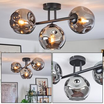 Ripoll Plafondlamp, Kogellampje Rookkleurig, 3-lichts
