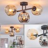 Ripoll Plafondlamp, Kogellampje Amber, Rookkleurig, 3-lichts