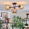 Ripoll Plafondlamp, Kogellampje Amber, Rookkleurig, 3-lichts