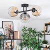 Ripoll Plafondlamp, Kogellampje Amber, Duidelijk, Rookkleurig, 3-lichts