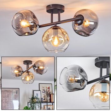 Ripoll Plafondlamp, Kogellampje Amber, Duidelijk, Rookkleurig, 3-lichts
