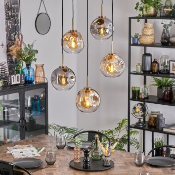 Ripoll Hanglamp, Kogellampje, Hanglamp Goud, Zwart, 5-lichts