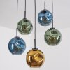 Ripoll Hanglamp, Kogellampje, Hanglamp Blauw, Goud, Groen, 5-lichts