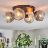 Ripoll Plafondlamp, Kogellampje Amber, Duidelijk, Rookkleurig, 4-lichts