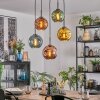 Ripoll Hanglamp, Kogellampje, Hanglamp Blauw, Goud, Groen, Koperkleurig, 5-lichts