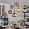 Ripoll Hanglamp, Kogellampje, Hanglamp Amber, Blauw, Chroom, Groen, Rookkleurig, 5-lichts