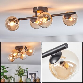 Chehalis Plafondlamp, Kogellampje Amber, Duidelijk, 4-lichts