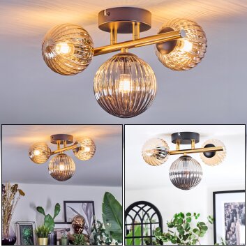 Chehalis Plafondlamp, Kogellampje Goud, Zwart, 3-lichts