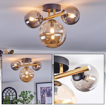 Chehalis Plafondlamp, Kogellampje Goud, Zwart, 3-lichts