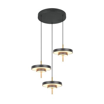 Trio verlichting KEATON Hanglamp LED Zwart-Goud, 3-lichts
