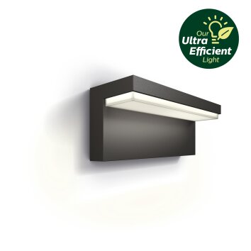 Philips verlichting Bustan Wandlamp voor buiten LED Antraciet, 1-licht