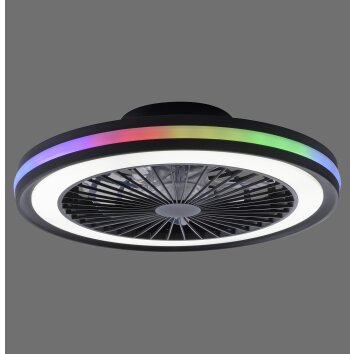 Lichten Direct BRANDON Plafondlamp LED Zwart, 2-lichts, Afstandsbediening, Kleurwisselaar