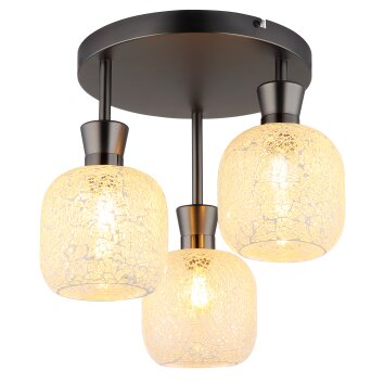 Globo Brokana Plafondlamp Chroom, Zwart, 3-lichts