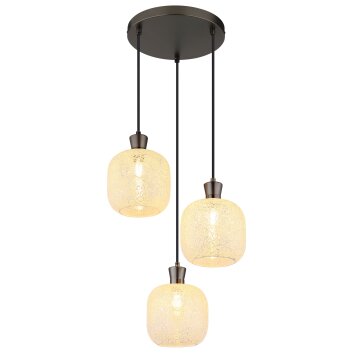 Globo Brokana Hanglamp Chroom, Zwart, 3-lichts