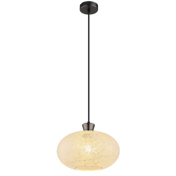 Globo Brokana Hanglamp Chroom, Zwart, 1-licht