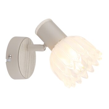 Globo Planta Wandlamp, Muurspot houtlook, Zandkleurig, 1-licht