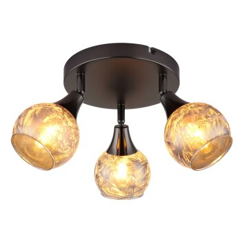 Globo Frosta Plafondlamp Chroom, Zwart, 3-lichts