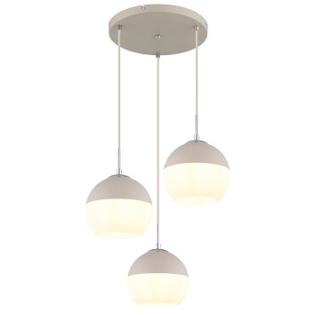 Globo Ragusa Hanglamp Chroom, Wit, 3-lichts