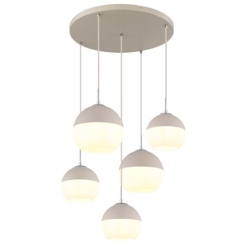 Globo Ragusa Hanglamp Chroom, Wit, 5-lichts