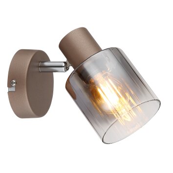 Globo Walton Plafondlamp, Plafondspot, Wandlamp, Muurspot Bruin, Chroom, 1-licht