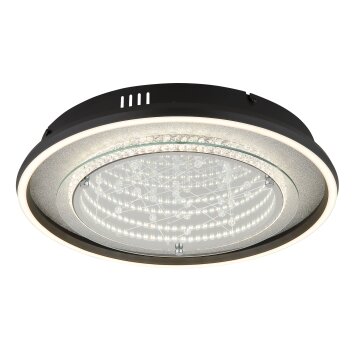 Globo Mirrora Plafondlamp LED Chroom, Zwart, Zilver, 1-licht