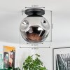 Ripoll Plafondlamp, Kogellampje Chroom, Rookkleurig, 1-licht
