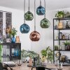 Ripoll Hanglamp, Kogellampje, Hanglamp Blauw, Groen, Koperkleurig, 5-lichts