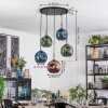 Ripoll Hanglamp, Kogellampje, Hanglamp Blauw, Groen, Koperkleurig, 5-lichts