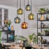 Ripoll Hanglamp, Kogellampje, Hanglamp Blauw, Groen, Koperkleurig, 5-lichts