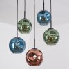 Ripoll Hanglamp, Kogellampje, Hanglamp Blauw, Groen, Koperkleurig, 5-lichts