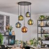 Ripoll Hanglamp, Kogellampje, Hanglamp Blauw, Groen, Koperkleurig, 5-lichts