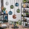 Ripoll Hanglamp, Kogellampje, Hanglamp Blauw, Groen, Koperkleurig, 5-lichts
