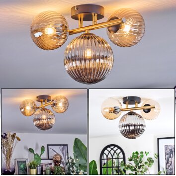 Chehalis Plafondlamp, Kogellampje Goud, Zwart, 3-lichts