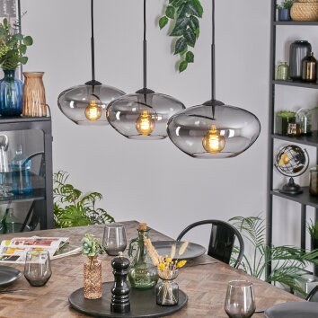 Mertola Hanglamp, Hanglamp Zwart, 3-lichts