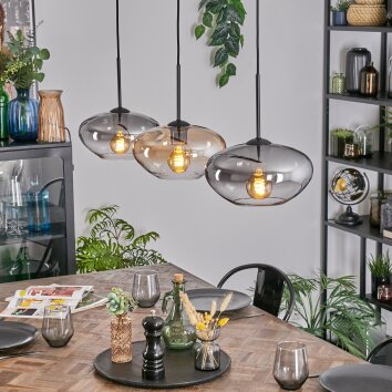 Mertola Hanglamp, Hanglamp Zwart, 3-lichts
