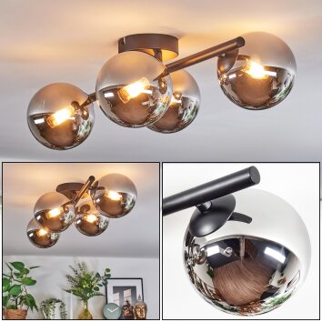 Chehalis Plafondlamp, Kogellampje Chroom, Rookkleurig, 4-lichts
