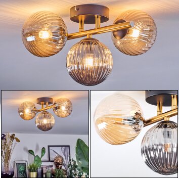 Chehalis Plafondlamp, Kogellampje Goud, Zwart, 3-lichts