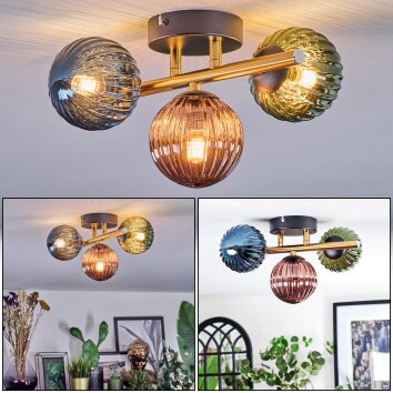 Chehalis Plafondlamp, Kogellampje Goud, Zwart, 3-lichts