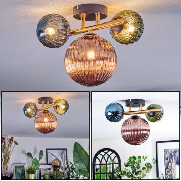 Chehalis Plafondlamp, Kogellampje Goud, Zwart, 3-lichts