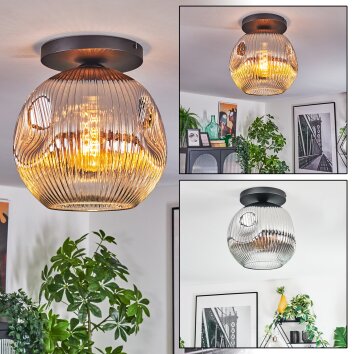 Ripoll Plafondlamp, Kogellampje Chroom, Duidelijk, Rookkleurig, 1-licht