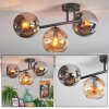 Koyoto Plafondlamp, Kogellampje Amber, Chroom, Rookkleurig, 3-lichts