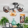 Koyoto Plafondlamp, Kogellampje Amber, Chroom, Rookkleurig, 3-lichts