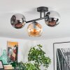 Koyoto Plafondlamp, Kogellampje Amber, Chroom, Rookkleurig, 3-lichts