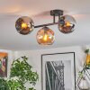 Koyoto Plafondlamp, Kogellampje Amber, Chroom, Rookkleurig, 3-lichts